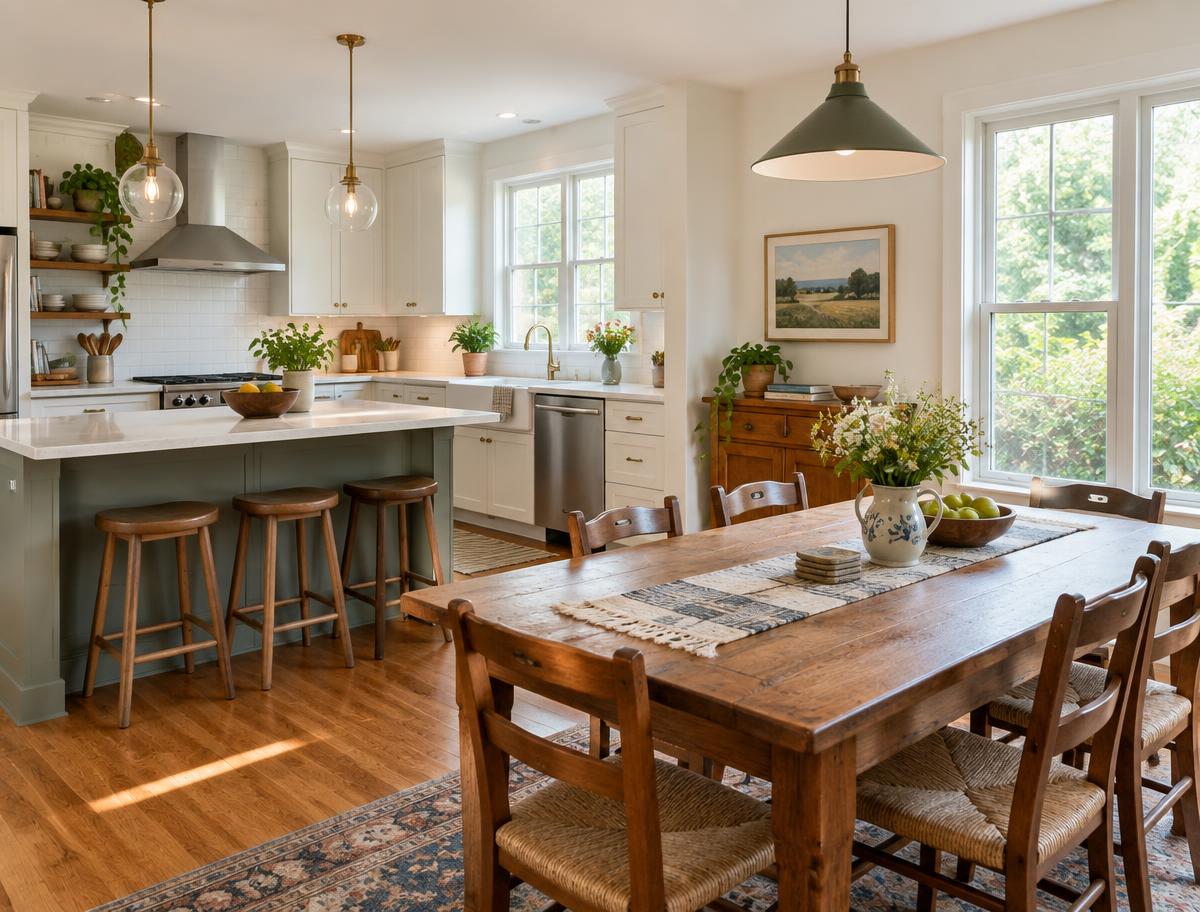 Welcoming kitchen and dining space