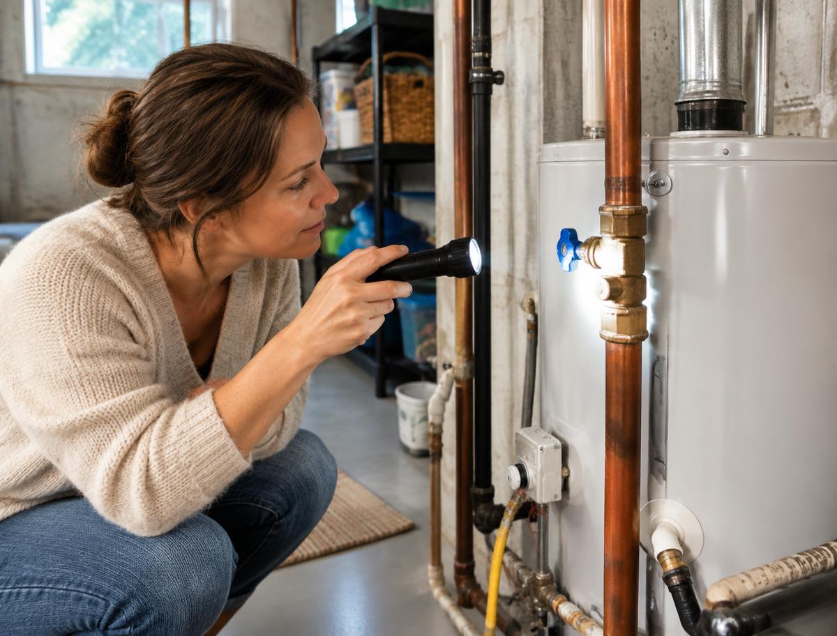 Homeowner checking a water heater